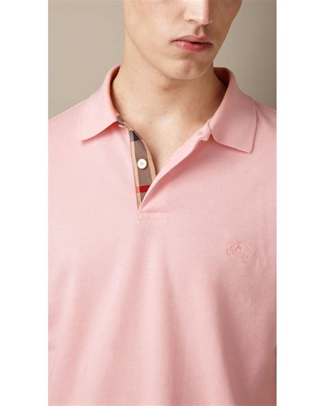 BURBERRY Men's Hartford Chalk Pink Polo Shirt, Brand Size 